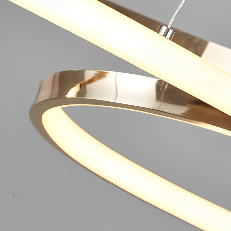 Nordic Wavy Double 8-Shaped LED Chandelier - Stepless Dimming Hanging Lamp for Modern Home Decor