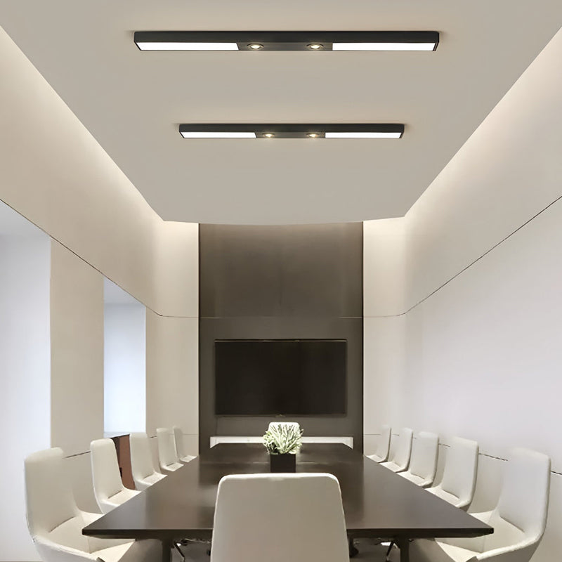 Modern Black Linear LED Flush Mount Ceiling Light - Sleek Spot Lighting for Contemporary Spaces