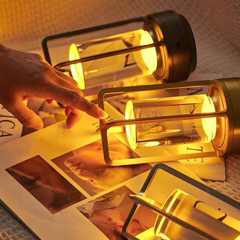 Cordless Portable Lantern Table Lamp with USB Charging - Touch Dimming Night Light for Home & Outdoor Use