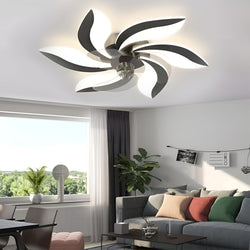 Nordic Creative Flower-Shaped LED Ceiling Fan Light with 3-Step Dimming - Modern Home Decor