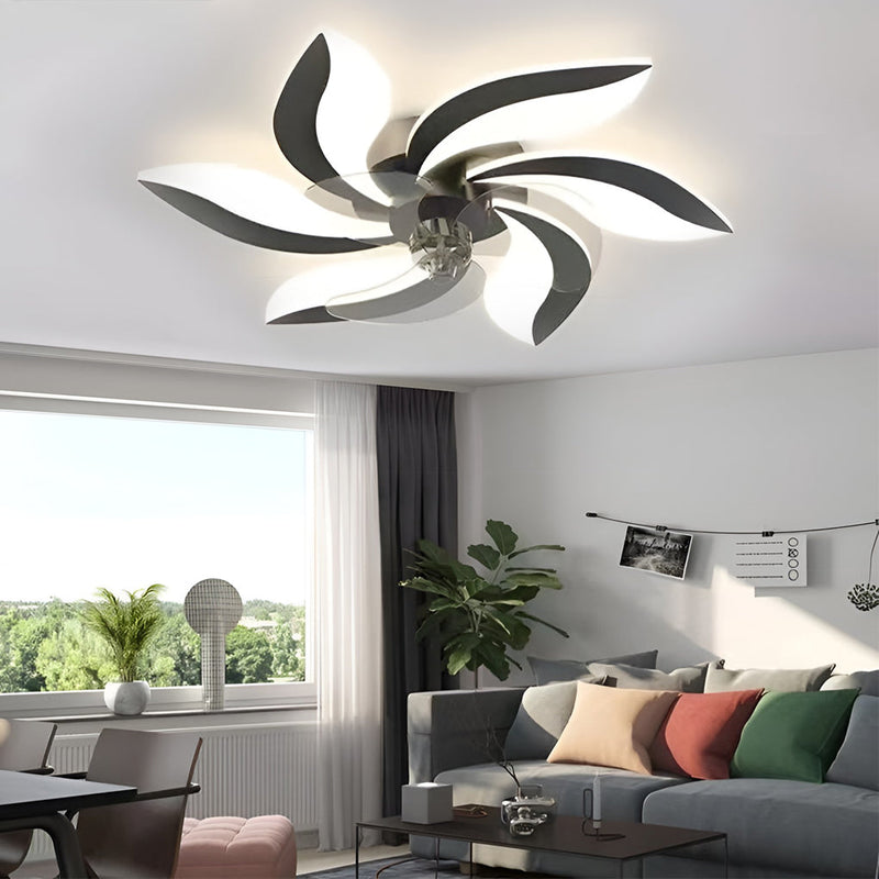 Nordic Creative Flower-Shaped LED Ceiling Fan Light with 3-Step Dimming - Modern Home Decor