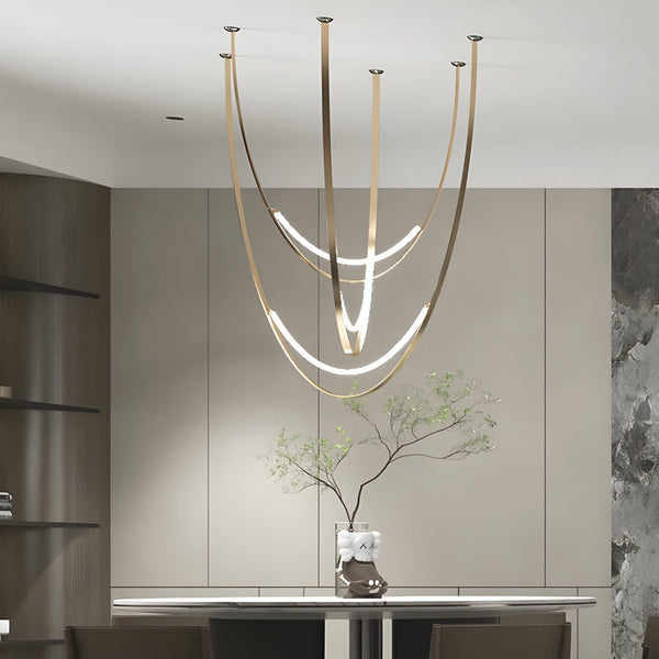 Modern 1/3 Leather Belts LED Pendant Light - Stylish LED Chandelier for Staircases