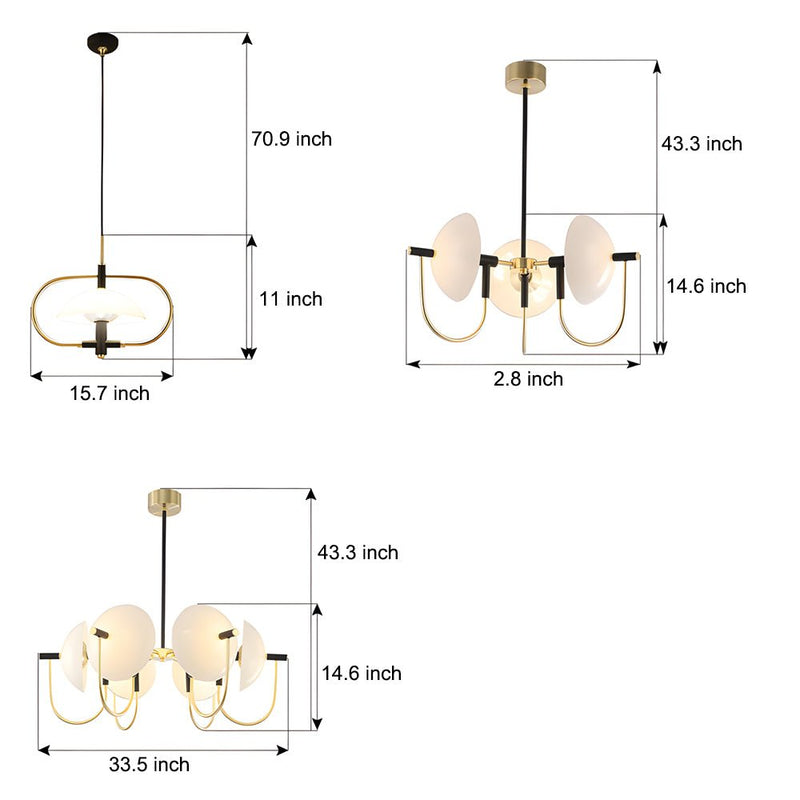 1/3/6 Heads Semicircular Opal Glass Dome Chandelier - Modern Pendant Light for Elegant Ceiling Lighting