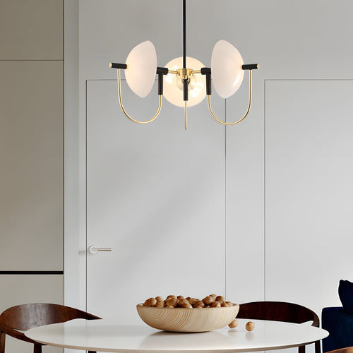 1/3/6 Heads Semicircular Opal Glass Dome Chandelier - Modern Pendant Light for Elegant Ceiling Lighting