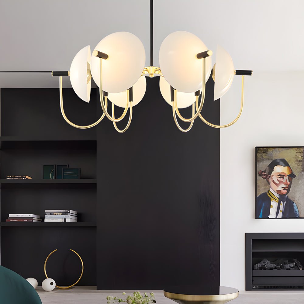 1/3/6 Heads Semicircular Opal Glass Dome Chandelier - Modern Pendant Light for Elegant Ceiling Lighting