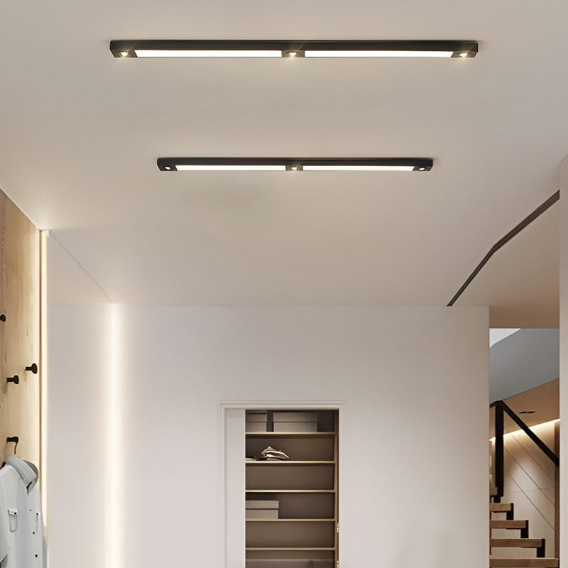 Modern Black Linear LED Flush Mount Ceiling Light - Sleek Spot Lighting for Contemporary Spaces