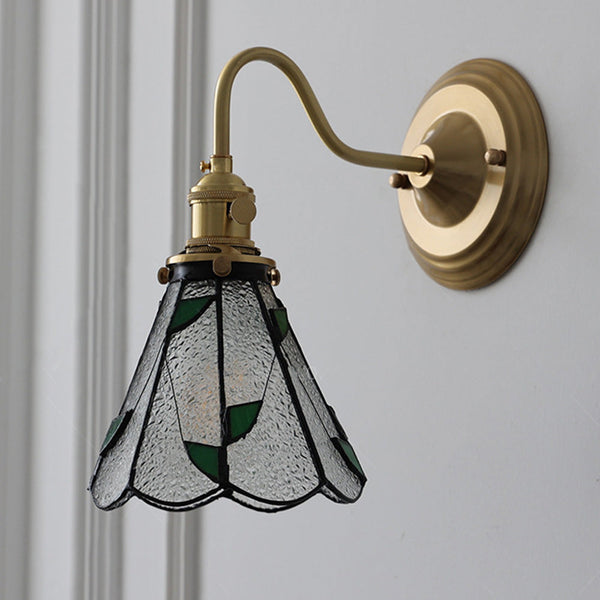 Vintage Glass Shade Wall Light Fixture - Elegant Retro Design for Home Decor