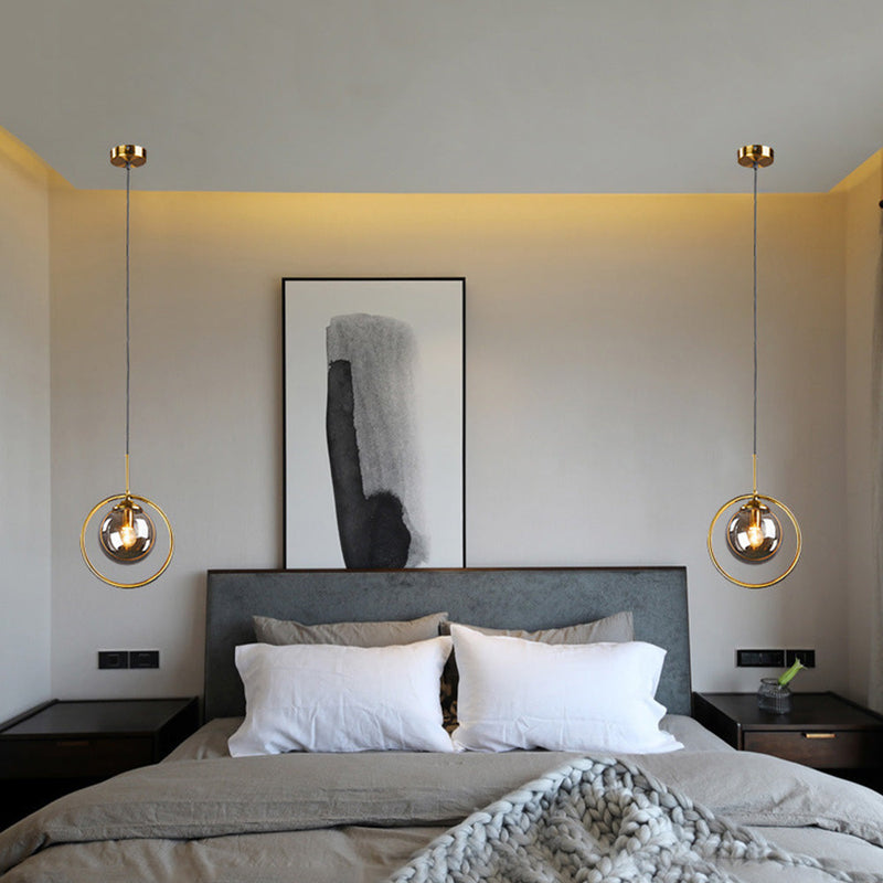 Elegant Glass Pendant Light with Luxurious Gold Frame Finish - Modern Ceiling Fixture for Home Decor