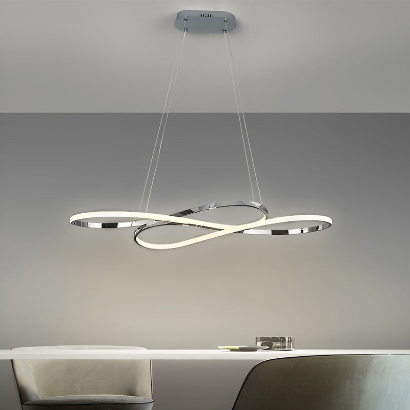 Nordic Wavy Double 8-Shaped LED Chandelier - Stepless Dimming Hanging Lamp for Modern Home Decor