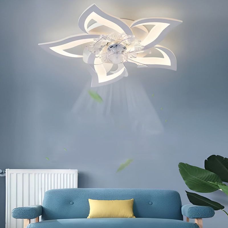 Nordic Creative Flower-Shaped LED Ceiling Fan Light with 3-Step Dimming - Modern Home Decor