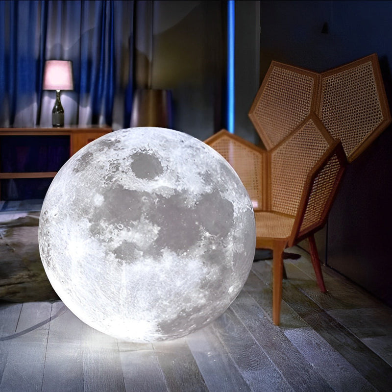 Round Moon Lunar 3D Pendant Lamp - Creative White Hanging Ceiling Light for Modern Home Decor