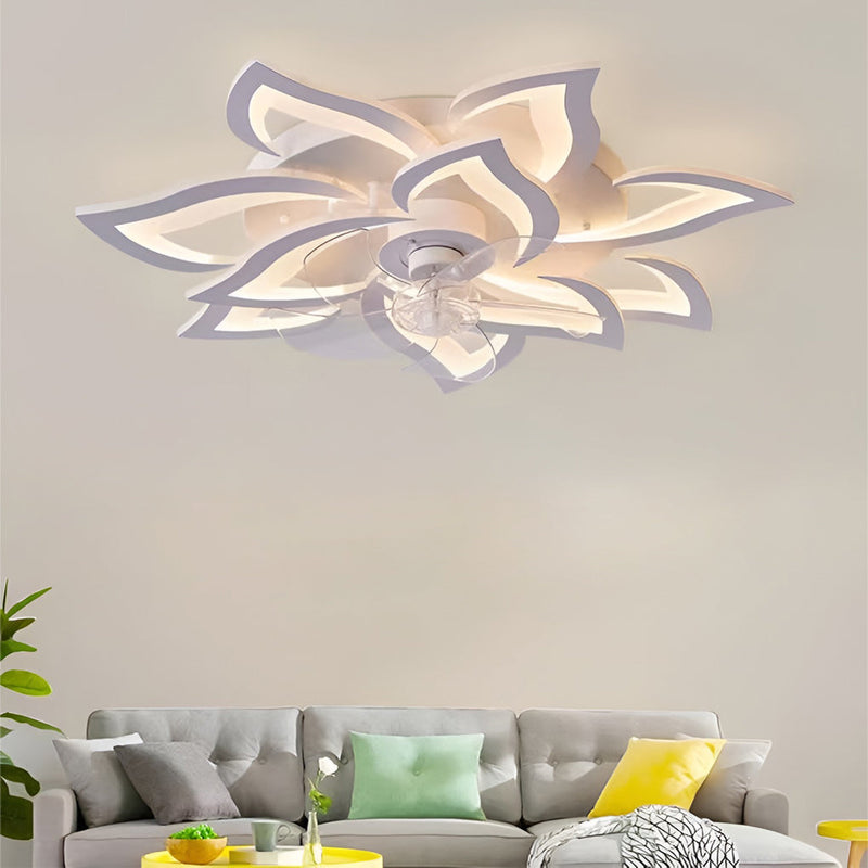 Nordic Creative Flower-Shaped LED Ceiling Fan Light with 3-Step Dimming - Modern Home Decor