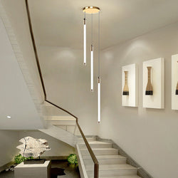 Modern Spiral Duplex LED Chandelier - Creative Long Tube Ceiling Light for Staircases