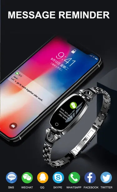 Waterproof Smart Fitness Bracelet for Women - Heart Rate & Blood Pressure Monitor, Activity Tracker, Stylish Design