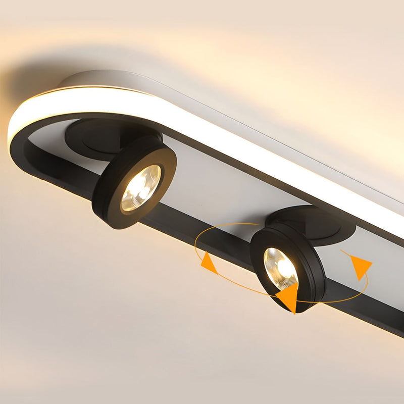 Modern Adjustable Rounded Rectangular LED Ceiling Spotlight - Sleek Design for Home & Office Lighting