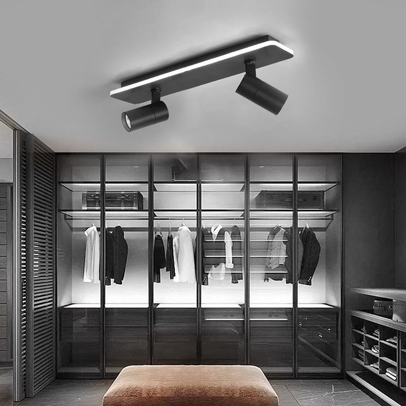 Minimalist Adjustable LED Flush Mount Spotlight - 2/3/4 Light Long Rectangular Design for Modern Home Lighting