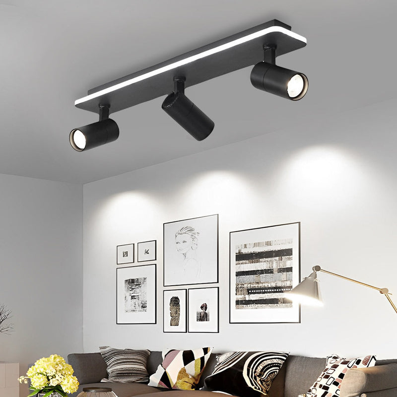 Minimalist Adjustable LED Flush Mount Spotlight - 2/3/4 Light Long Rectangular Design for Modern Home Lighting