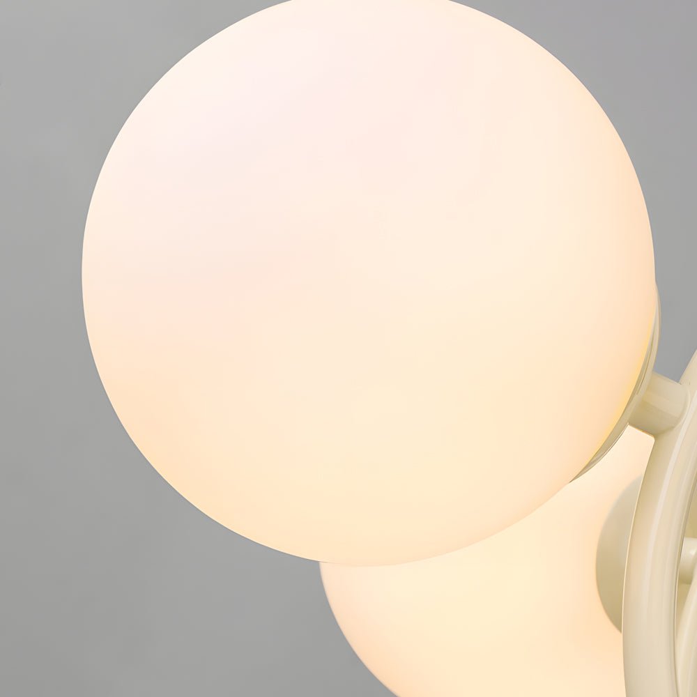 19.68-Inch Midcentury 6-Light Chandelier with Beige Glass Spheres - Elegant Lighting Fixture for Living Room, Dining Room, and Entryway