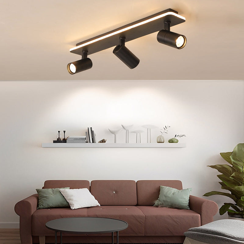 Minimalist Adjustable LED Flush Mount Spotlight - 2/3/4 Light Long Rectangular Design for Modern Home Lighting