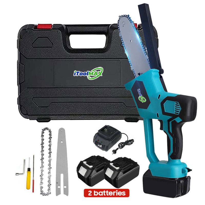8-Inch & 10-Inch Electric Cordless Chainsaw Kit with 2 Batteries - Lightweight, Powerful & Easy to Use