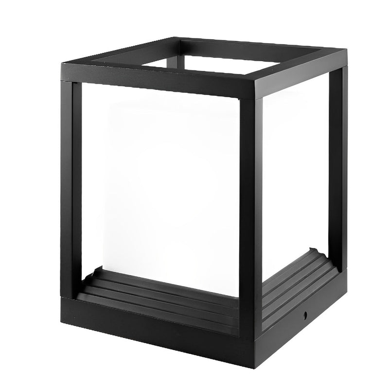 Modern Minimalist Square Waterproof LED Solar Fence Post Lights - Black Design for Outdoor Illumination