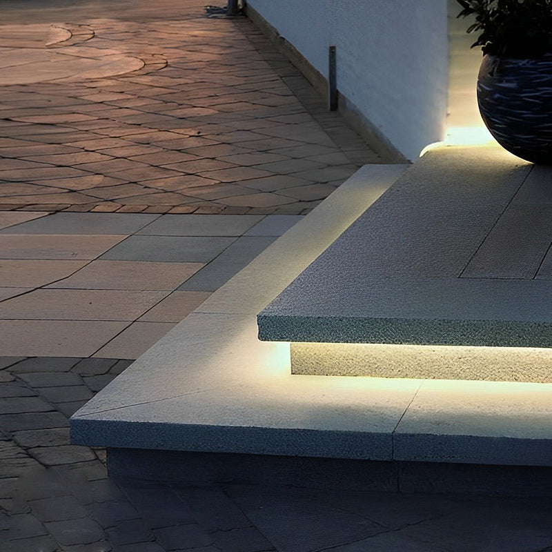 0.39'' Waterproof Recessed LED Under Tread Stair Lighting - Modern Flexible Strip Light for Safe and Stylish Illumination
