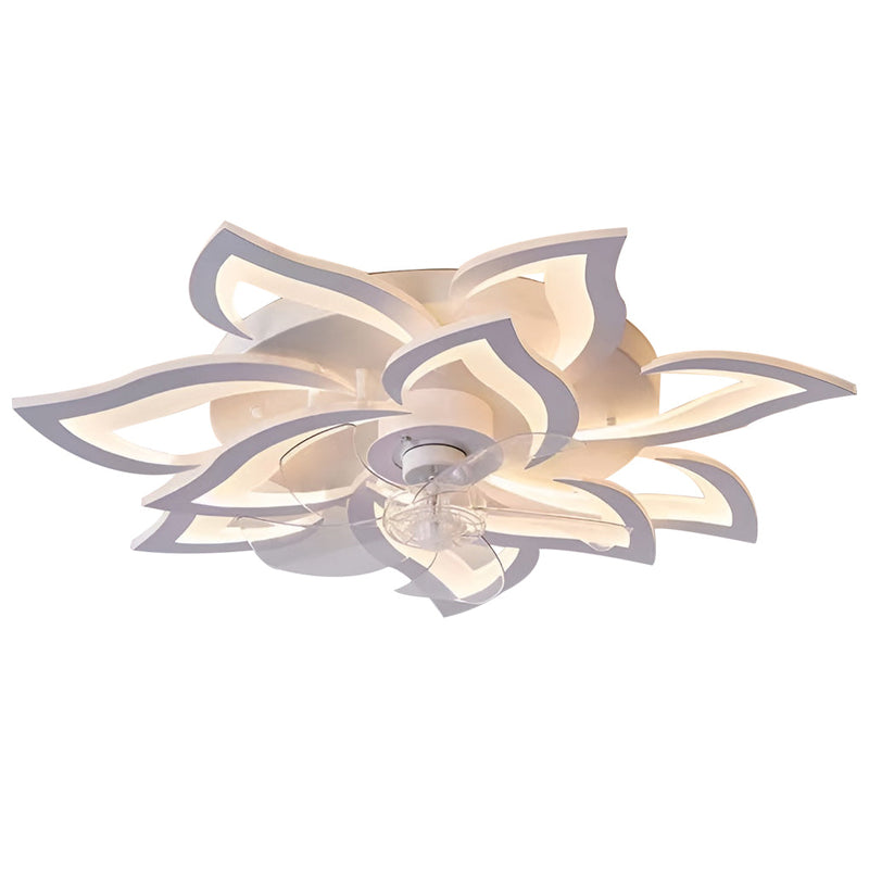 Nordic Creative Flower-Shaped LED Ceiling Fan Light with 3-Step Dimming - Modern Home Decor