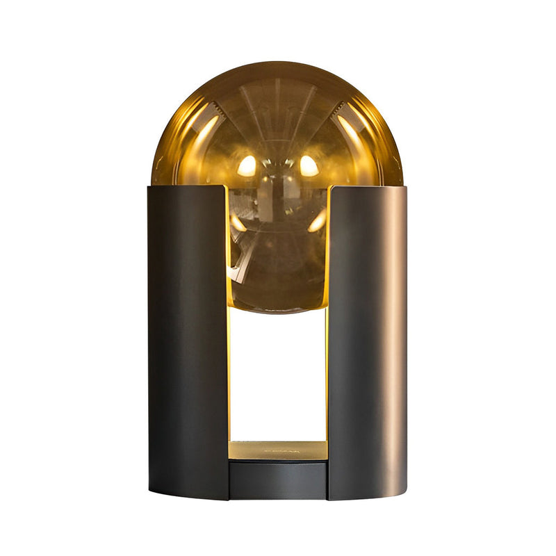 9.8-Inch Amber Glass Ball Shade Table Lamp with Black Softwing Base - Modern Home Decor Lighting