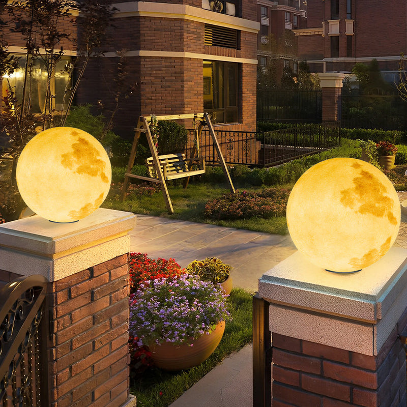 Moon-Shaped Outdoor Pier-Mount Pillar Accent Light - Stylish Solar Garden Post Lantern