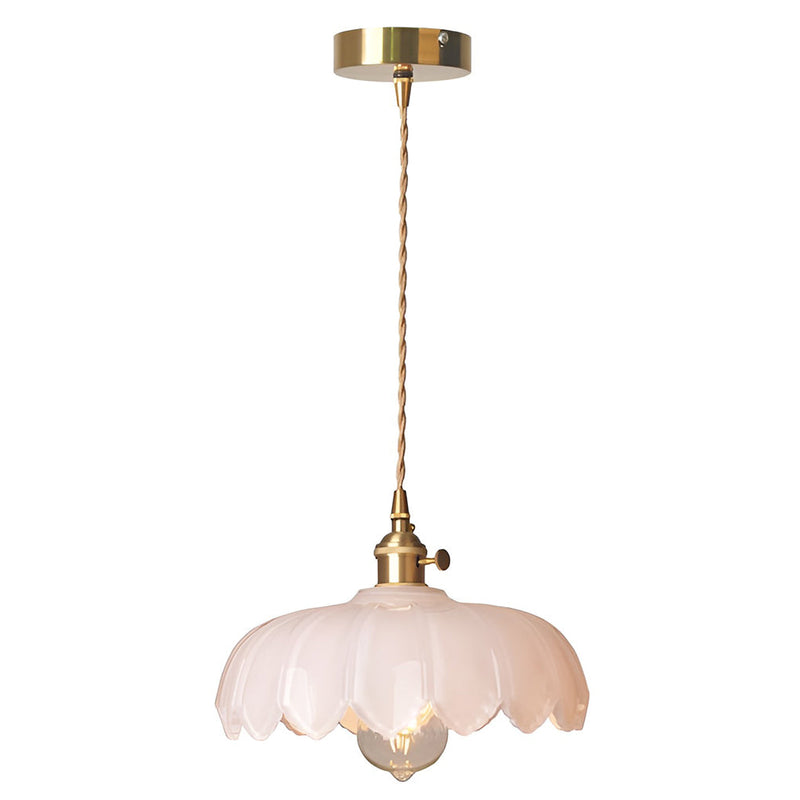 Nordic Retro Flower Glass Pendant Chandelier - Brass Kitchen Lighting Fixture