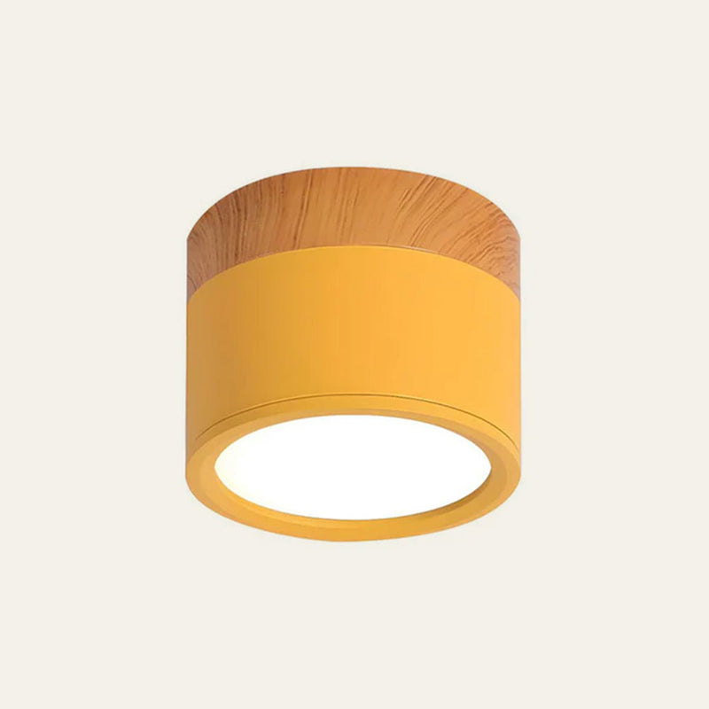 Stylish Pink Flush Wood Finish Ceiling Light - Modern Lighting Fixture for Home Decor