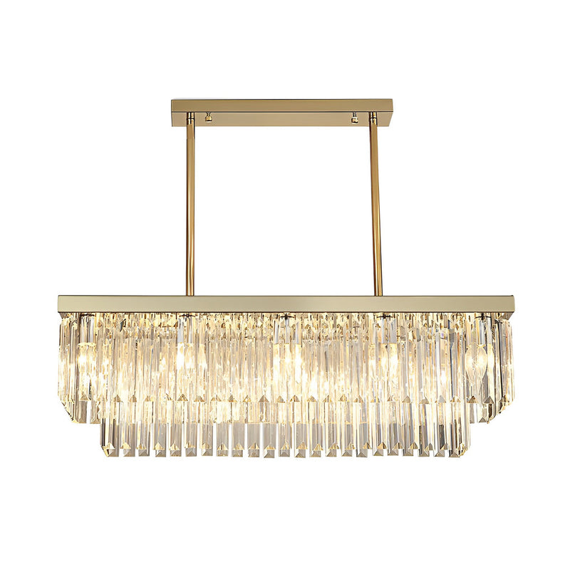 Postmodern Rectangular LED Chandelier with Three-Step Dimming & Crystal Strips - Elegant Lighting Fixture for Modern Spaces