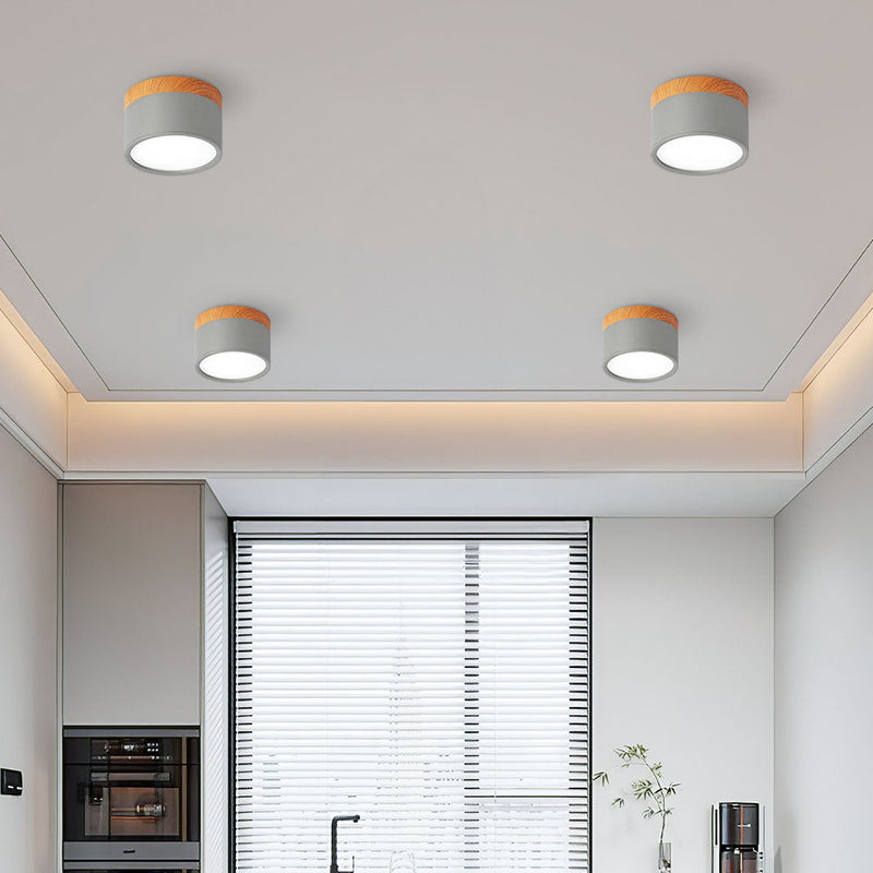 Stylish Pink Flush Wood Finish Ceiling Light - Modern Lighting Fixture for Home Decor