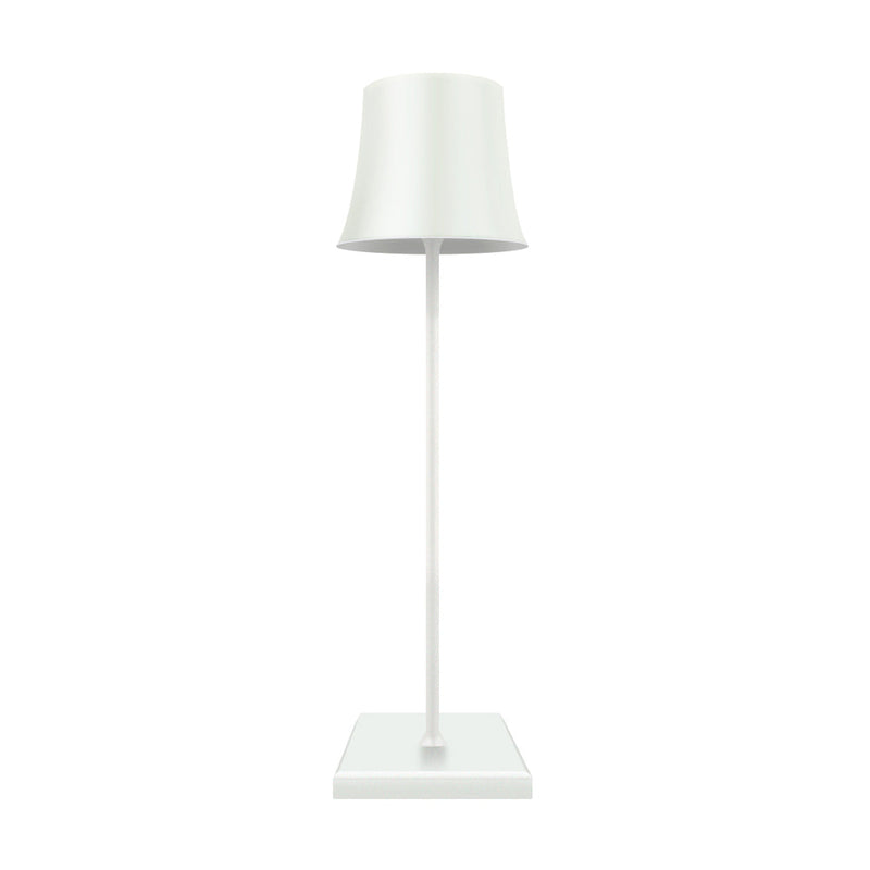 15-Inch Cordless Modern Metal Table Lamp - Stylish Black & White Design with Cool Hue Lighting