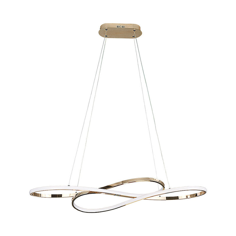 Nordic Wavy Double 8-Shaped LED Chandelier - Stepless Dimming Hanging Lamp for Modern Home Decor