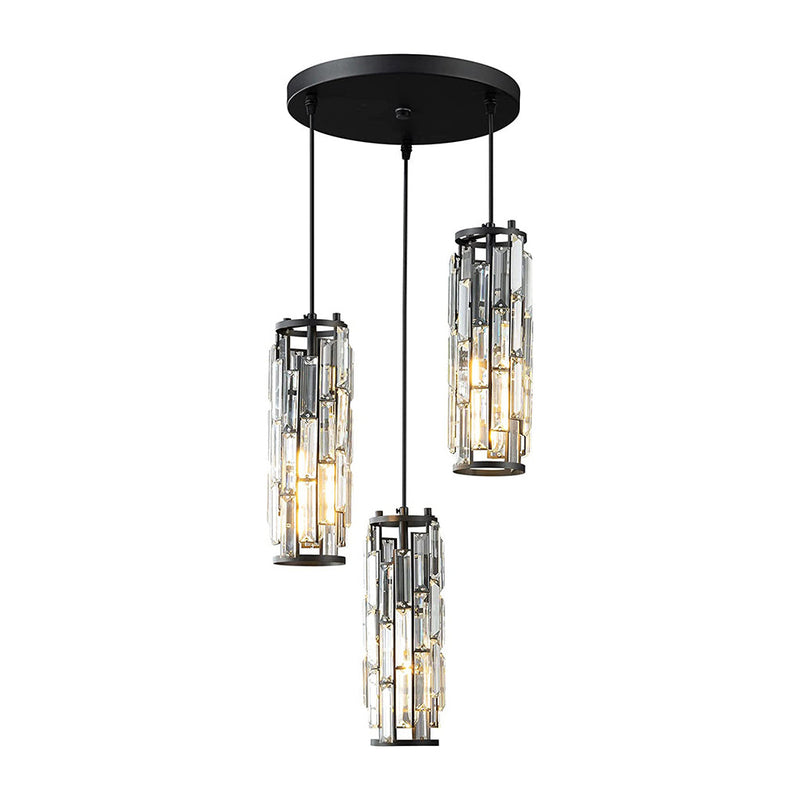 Industrial Style Iron & Crystal Glass Chandelier Pendant Light - 1 Piece Creative Home Decor Lighting Fixture for Modern Interiors