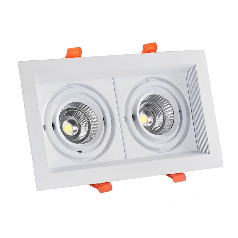 Adjustable Rectangular 2-Light Recessed Spotlight with Three-Step Dimming - Modern LED Lighting Fixture