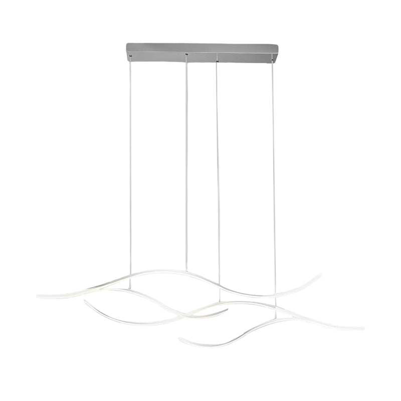 Wave Linear LED Hanging Branch Chandelier - Modern Island Ceiling Light Fixture for Dining Room & Kitchen