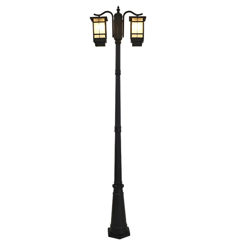 3-Light Waterproof Black Modern Outdoor Post Lights - Stylish Public Lighting for Patios, Gardens, and Walkways