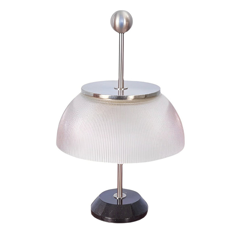 Elegant Ribbed Glass Bowl & Italian Metal Accent Table Lamps - Stylish Home Lighting