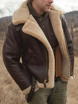 Men's Premium Shearling Sheepskin Flying Jacket - Classic Aviator Style for Ultimate Warmth & Comfort