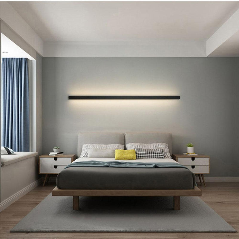 Dimmable RGB Long LED Linear Wall Lights - Black Minimalist Design for Modern Spaces