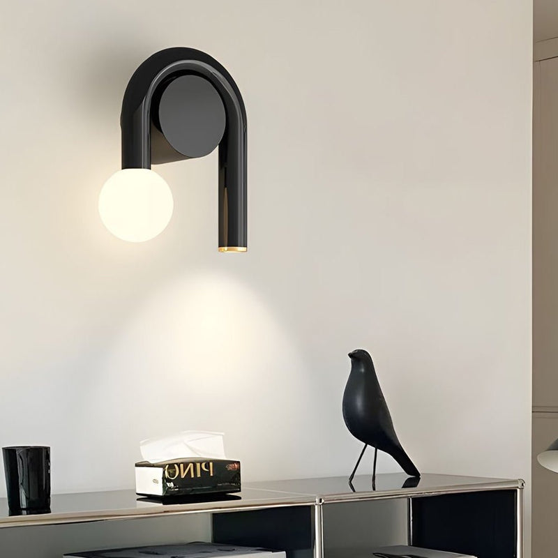 Matte Black 2-Light Arched U-Shaped Iron Wall Sconce - LED Bathroom Vanity Lighting
