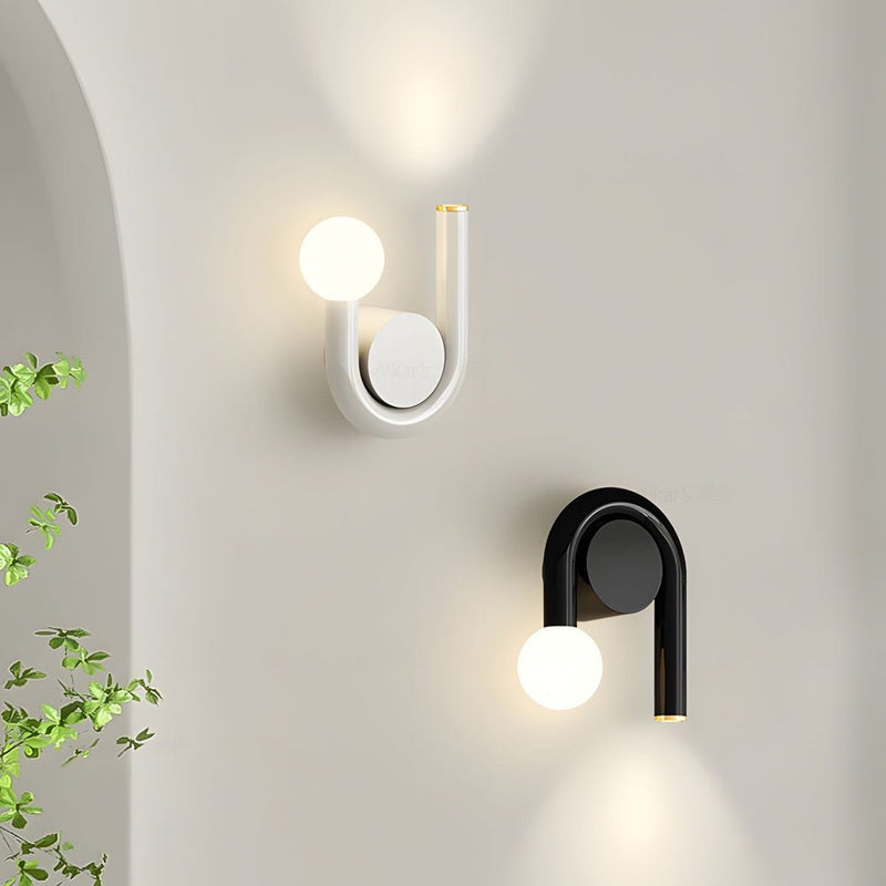 Matte Black 2-Light Arched U-Shaped Iron Wall Sconce - LED Bathroom Vanity Lighting