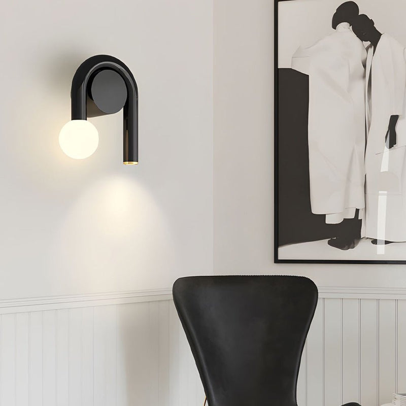 Matte Black 2-Light Arched U-Shaped Iron Wall Sconce - LED Bathroom Vanity Lighting