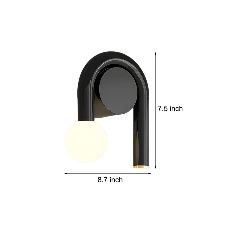 Matte Black 2-Light Arched U-Shaped Iron Wall Sconce - LED Bathroom Vanity Lighting