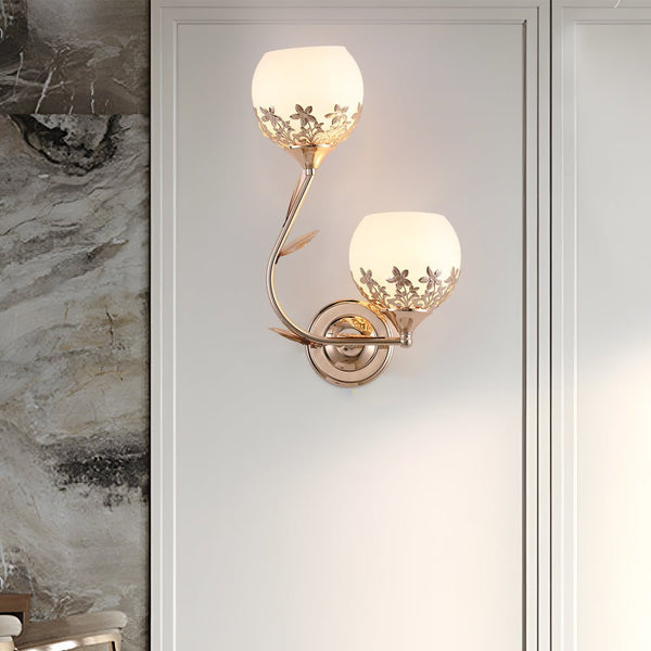 Elegant 2-Light Glass Flower LED Wall Sconces - Modern European Style Lighting Fixture