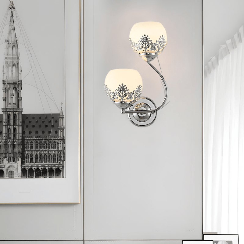 Elegant 2-Light Glass Flower LED Wall Sconces - Modern European Style Lighting Fixture