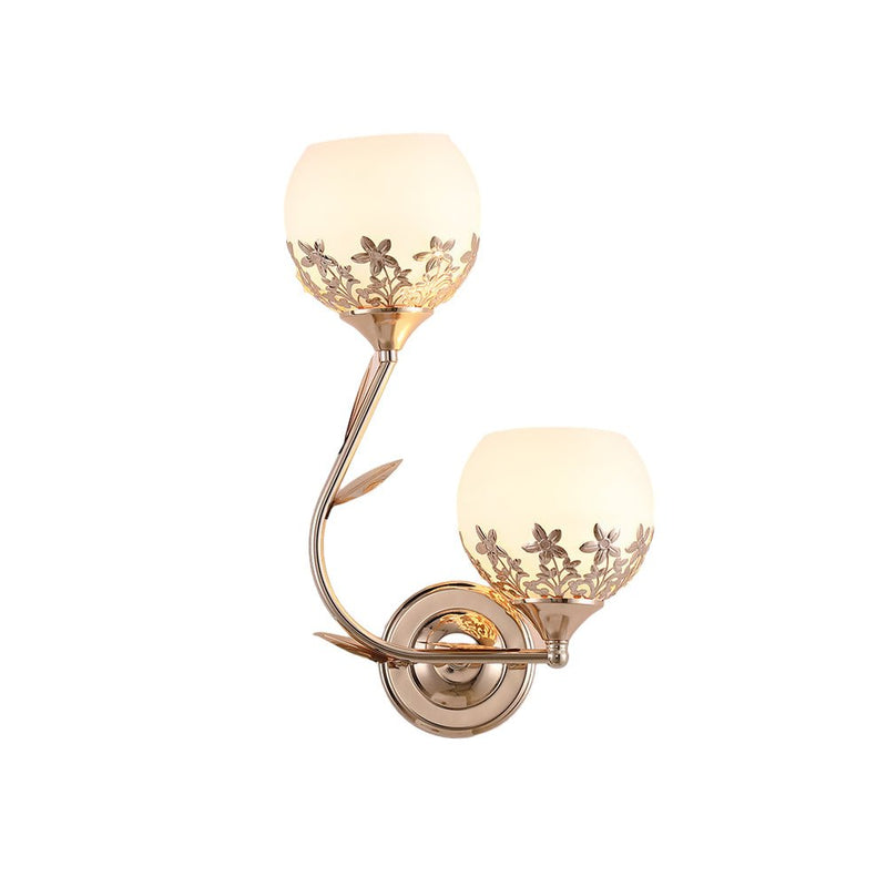 Elegant 2-Light Glass Flower LED Wall Sconces - Modern European Style Lighting Fixture