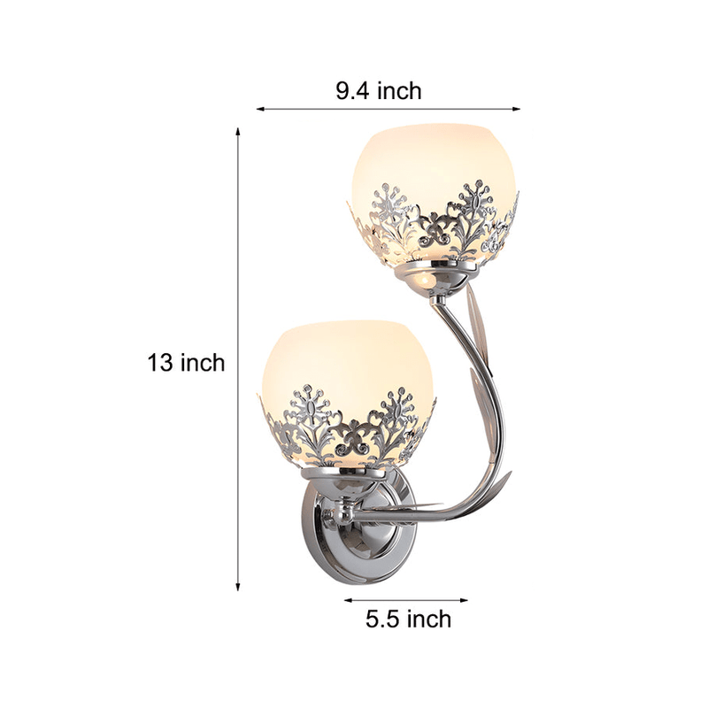 Elegant 2-Light Glass Flower LED Wall Sconces - Modern European Style Lighting Fixture